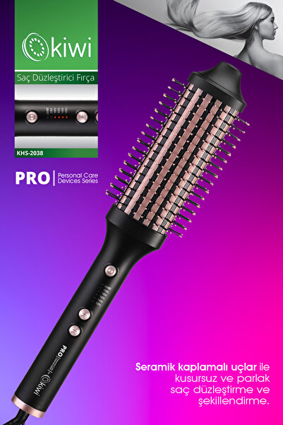 Kiwi Khs-2038 Ceramic Coated Hair Straightener Brush