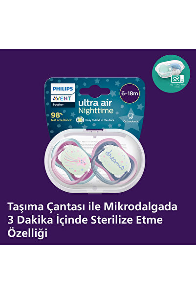 Philips Avent Ultra Air Gece Emziği 6-18 Ay 2'li Kız Scf376/14