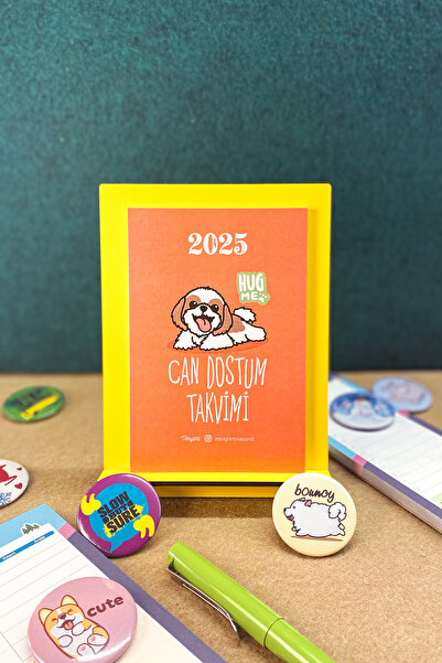 Varyant Can Dostum Masa Takvimi - 2026 Ahşap Kaide 12 Yaprak Renkli Ve Eğlenceli Aylık Takvim