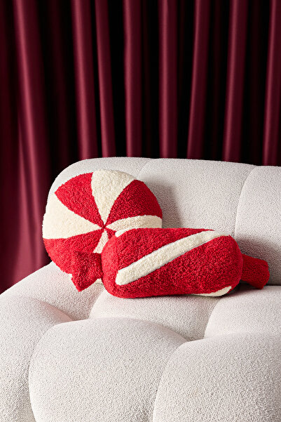 TRENDYOLMİLLA HOME Candy Shaped Christmas Themed Stuffed Throw Pillow Tphaw26Kkk00005