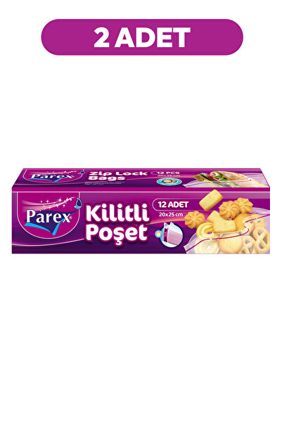 Parex Kilitli Buzdolabı Poşeti Küçük Boy 12'li 20 x 25 cm İkili Set