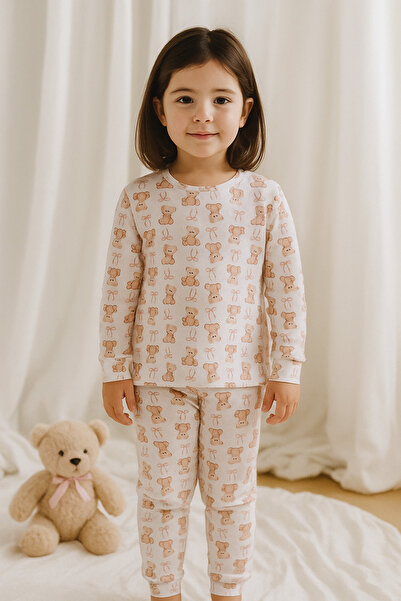 Katia&Bony Kız Çocuk Kurdele ve Teddy Baskılı Pijama Takımı