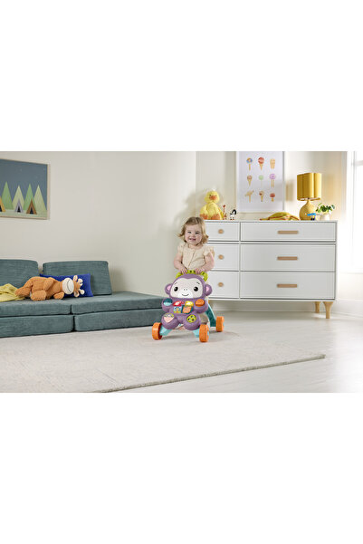 FISHER PRICE ® Benimle Öğren Mor Maymun Yürüteç ve Eğitici bebek oyuncağı, Müzikli ve Işıklı, Türkçe JGW94