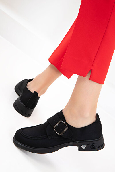 SOHO Siyah Süet Kadın Loafer Ayakkabı 21094