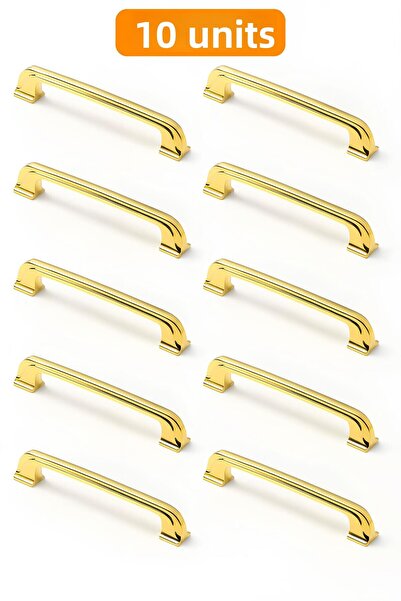 Badem10 ألبيرين (10 قطع) مقابض معدنية ذهبية اللون مقاس 160 مم للأثاث وخزائن المطبخ والأدراج والخزائن