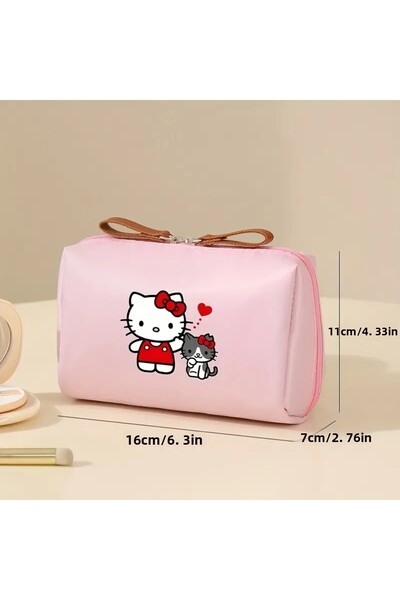 GlassySKY Cute Cartoon Pink Kitty Design Makeup - Cosmetic - Travel Bag - Gift
