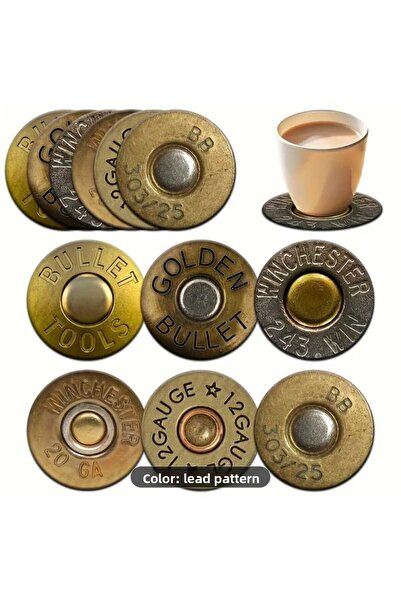 kho military design 6 Pieces Classic Kvn Themed - 1 Round Wooden Coaster