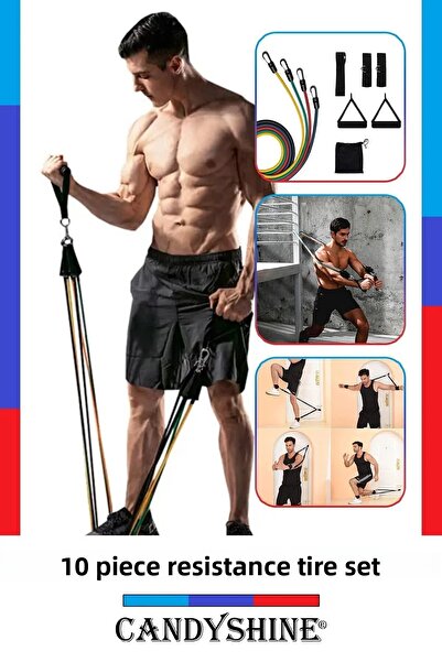 CandyShine 10-компонентен комплект ленти за фитнес упражнения, пилатес, йога и аеробика