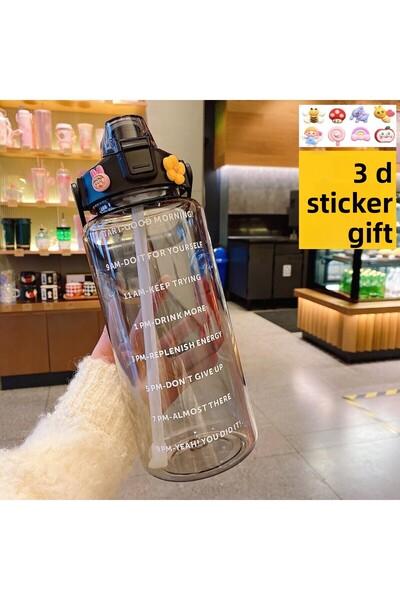 Kiesa قارورة تحفيزية شفافة 2 لتر زجاجة مياه رياضية قارورة رياضية خالية من ماد...