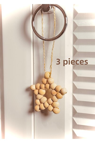 MACROMEKİDS Ornament de stea din mărgele din lemn din 3 piese |   Decor pentr...