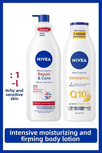NIVEA Q10 Firming Lotion 250ml and Repair&Care Moisturizing Body Lotion 400ml...