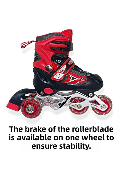 Brother Toys Children's Roller Skates with Bag and Lighted Numbers, Adjustable Size, Single Row and 2+1+1 Wheel Skates, Pink, Red, Blue