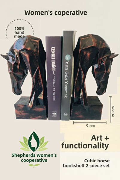 Çobanlar Kadın Kooperatifi Cubic Horse Bookshelf, Polyester Figurine, Gift, Decorative Products