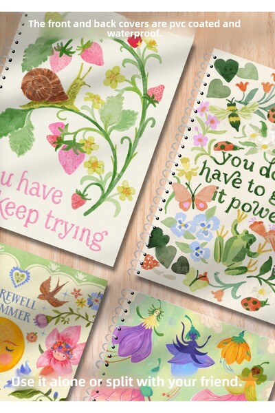 merccuri crafts A5 Spiral School Notebook 50 Sheets Set of 4 - Lined - Pvc Coated Waterproof Hard Cover