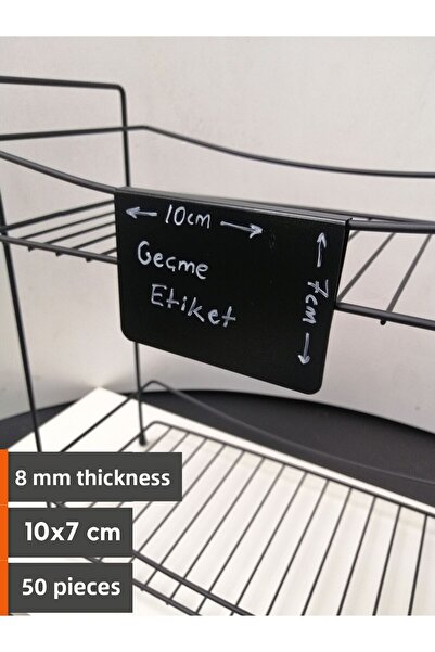 Şeffaf Etiket 50 de etichete negre ștergebile (10X7 CM) pentru agățat pe sticlă, tablă neagră, etichetă de 10 mm