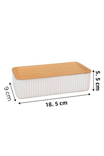 Kitchen Life Set de 3 recipiente dreptunghiulare cu aspect de bambus - 3x300ml Cutie de depozitare Lunch Box