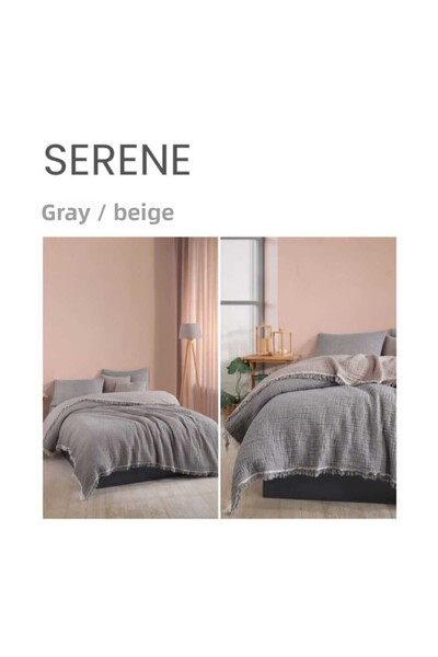 O&G Collection Double Sided 100% Cotton 4 Layer Muslin Double Bedspread 220X230 cm
