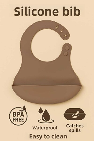 CKM silikon Baby Food Bib Beige