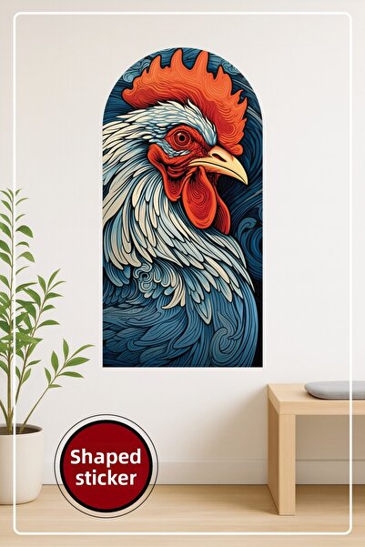 KOSS Dijital Διακοσμητικό αυτοκόλλητο τοίχου με μοτίβο πορτρέτου κόκορα σε σχ...