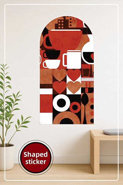 KOSS Dijital Овална декоративна стена стикер с мотив „Кафе пауза“ за дома, оф...