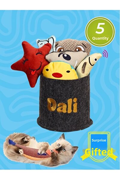Dalipet 5 قطع من ألعاب القطط - نعناع، جرس، قماش، ألوان ونمط مختلط