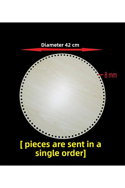 ASUDE HEDİYELİK Wooden 42 cm Round 1 Piece Bamboo Tray Knitting Plate Supla P...