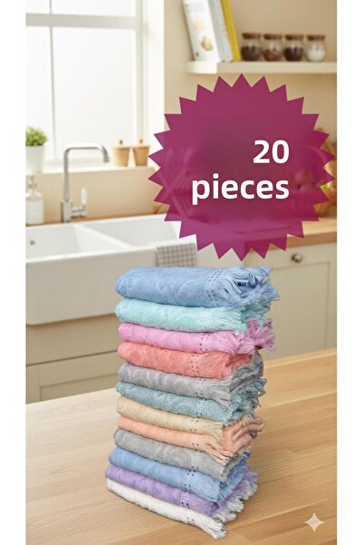 FAMİLYA TEKSTİL 20 Pieces 30X50 cm Patterned Colorful Kitchen Towels, Promise...