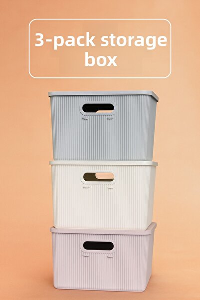 İ&A HOME 3-Piece Mix Color 17 Lt Storage Box with Organizer Lid, Organizer, Storage