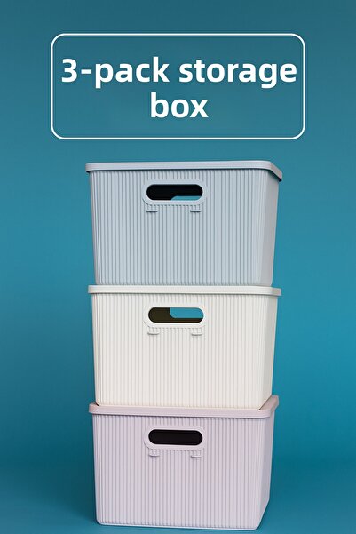 İ&A HOME 3-Piece Mix Color 17 Lt Storage Box with Organizer Lid, Organizer, Storage