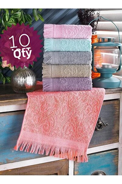 FAMİLYA TEKSTİL 10 Pieces 30X50 cm Colorful Kitchen Towels, Drying Cloth, Gif...