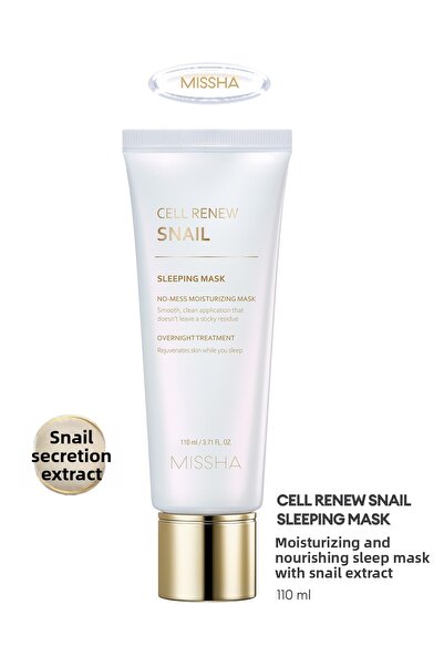 Missha قناع النوم المرطب والمغذي بخلاصة الحلزون سوبر أكوا سيل رينيو سنيل سليب...