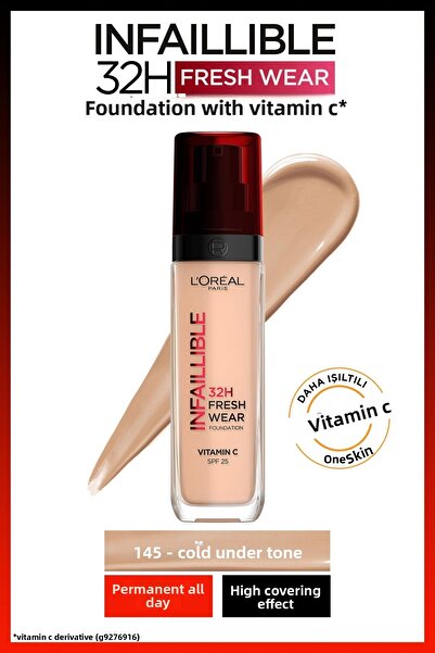 L'Oreal Paris L'oréal Paris Infaillible 32h Fresh Wear Vitamina C Fond de ten - 145 Rose Beige