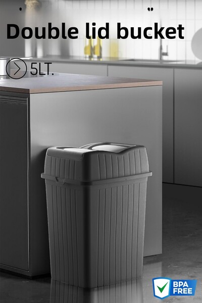 Nandy Home 5L Double Lid Trash Can, Waste Bin for Kitchen and Bathroom