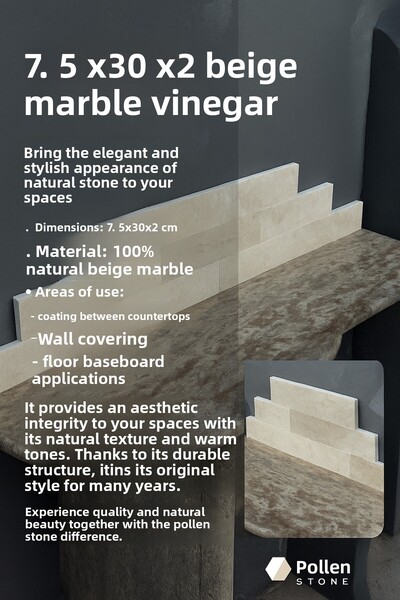 Polen Stone 🪨   7.5X30X2 Beige Marble Skirting/Counter/Covering