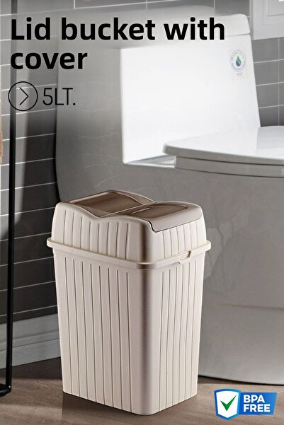 Nandy Home 5L Double Lid Trash Can, Waste Bin for Kitchen and Bathroom