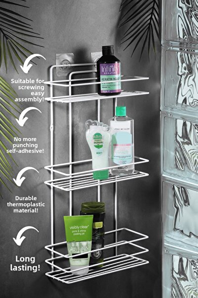 Sas Haus Λευκό 3 στρώσεων ανοξείδωτο μπάνιο - Κόλλα τοίχου, επίπεδη βάση σαμπουάν Tş-03