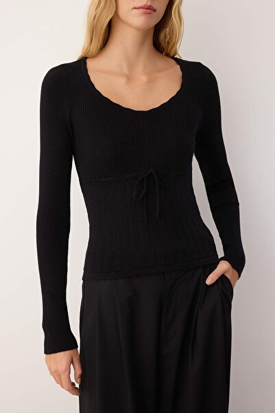 Trendyol Collection Black Premium Yarn/Special Yarn Knitwear Sweater Twoaw26Kz00215