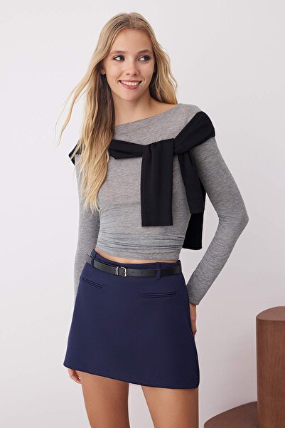 Trendyol Collection Синя міні-спідниця-шорти з поясом Шорти та бермуди TWOAW26SR00006