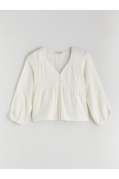 LC Waikiki V-Neck Textured Blouse