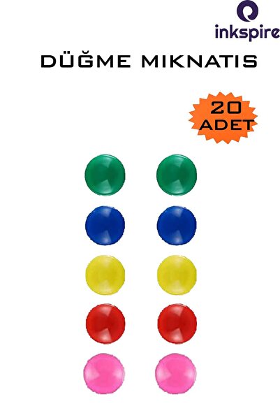inkspire Renkli Düğme Mıknatıs 20 Li Minik Boncuk Mıknatıs 1 Paket Manyetik Y...