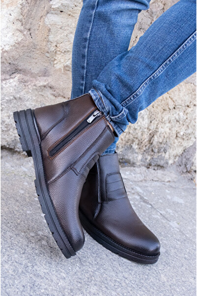 GERALT DÜZ İÇİ KÜRKLÜ FERMUARLI ORTOPEDİK KAYMAZ TABAN SU VE SOĞUK GEÇİRMEZ ERKEK GÜNLÜK BOT