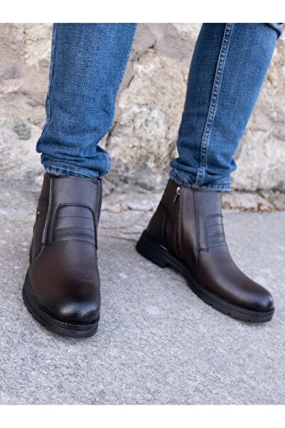 GERALT DÜZ İÇİ KÜRKLÜ FERMUARLI ORTOPEDİK KAYMAZ TABAN SU VE SOĞUK GEÇİRMEZ ERKEK GÜNLÜK BOT