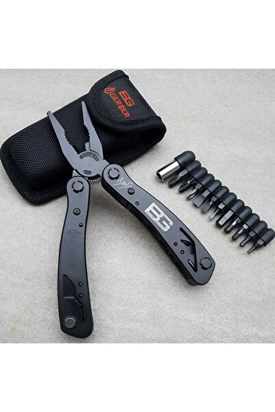 Genel Markalar SİYAH Çok Amaçlı Av Kamp Çakısı Vida Takımı Kılıflı Pense HD1199