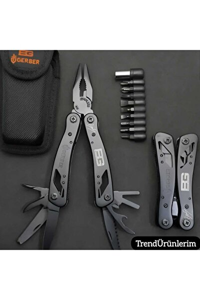 Genel Markalar SİYAH Çok Amaçlı Av Kamp Çakısı Vida Takımı Kılıflı Pense HD1199