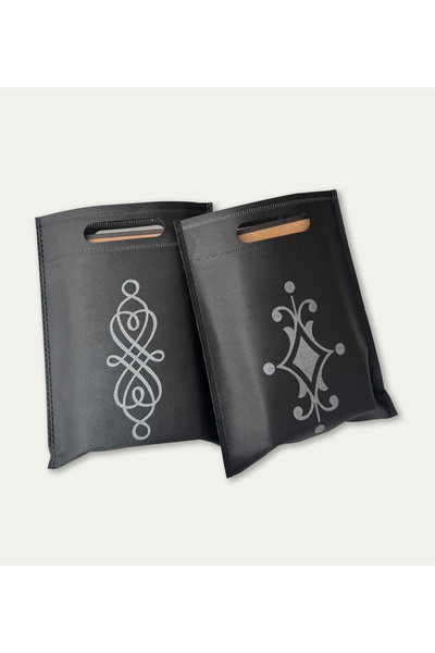 gandar 20x25 Cm 100'lü Paket El Geçmeli 100 Gr. Nonwoven Ultrasonik Tela Bez Çanta - Siyah