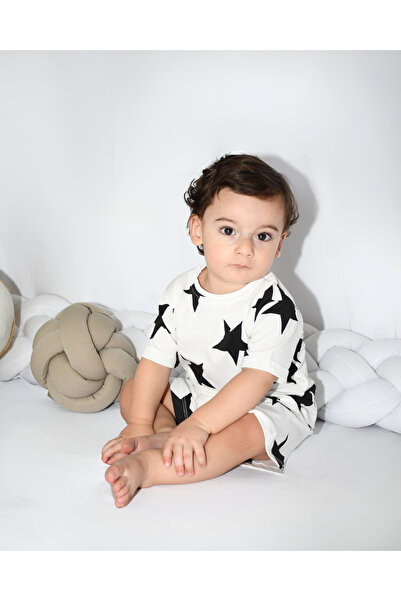 Drop Kids Mother Child Combination Pajama Set Black Star Pattern Shorts (Sold Individually)