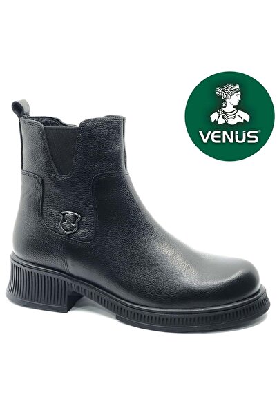 Venüs Nomen Genuine Leather Non-Slip Sole Orthopedic Women's Boots Black