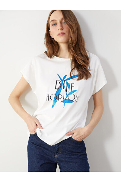 LC Waikiki Tricou de damă Özmarka, nou sezon, cu decolteu tip crewneck și imp...