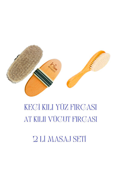 1senartbeauty Doğal Keçi Kılı Yüz Fırçası ve Doğal Atkılı Vücut Fırçası 2Lİ SET