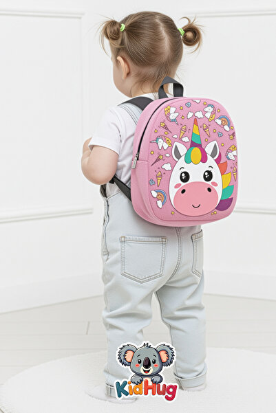 KidHug Çocuk Çantası Unicorn Tasarımlı Anaokul Kreş Oyuncak Kız Çocuk Sırt Çantası 27 Cm